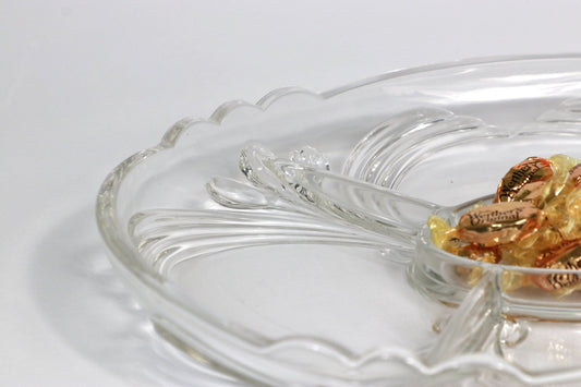 Vintage Anbietschale Glas Bleikristall Jugendstil 70er