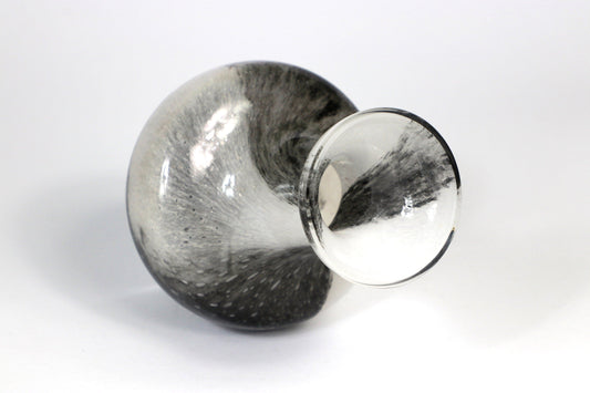 Vintage Murano Vase Black White Swirl Italy 1970s