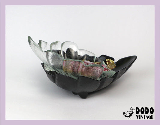 Vintage Schale Arcoroc Glas von Luminarc schwarz Set von 2