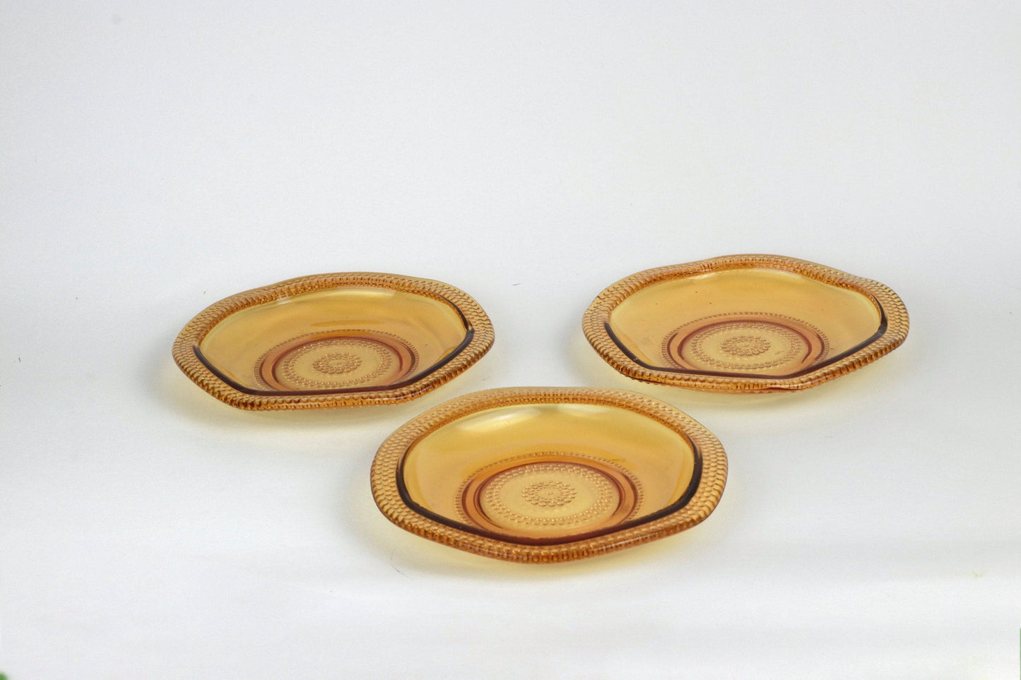 Vintage pressed glass bowl amber yellow Art Deco