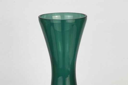 Vintage Glass Flower Vase Green Tourmaline Brutalist Iittala 1960s