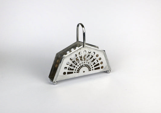 Porte-Serviettes Vintage Métal Art Déco Revival 1980 Argent Géométrique