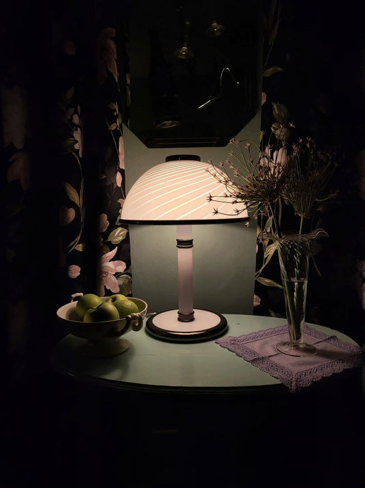 Vintage Table Lamp Mushroom Swirl by F Fabbian for Mazzega Art Deco Revival 80s