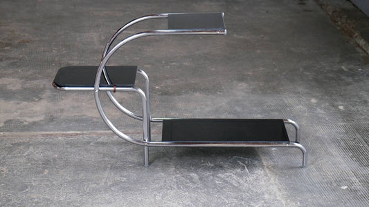 Vintage Pflanzenregal verchromtes Stahlrohr von Kusch+Co Schwarz, verchromt