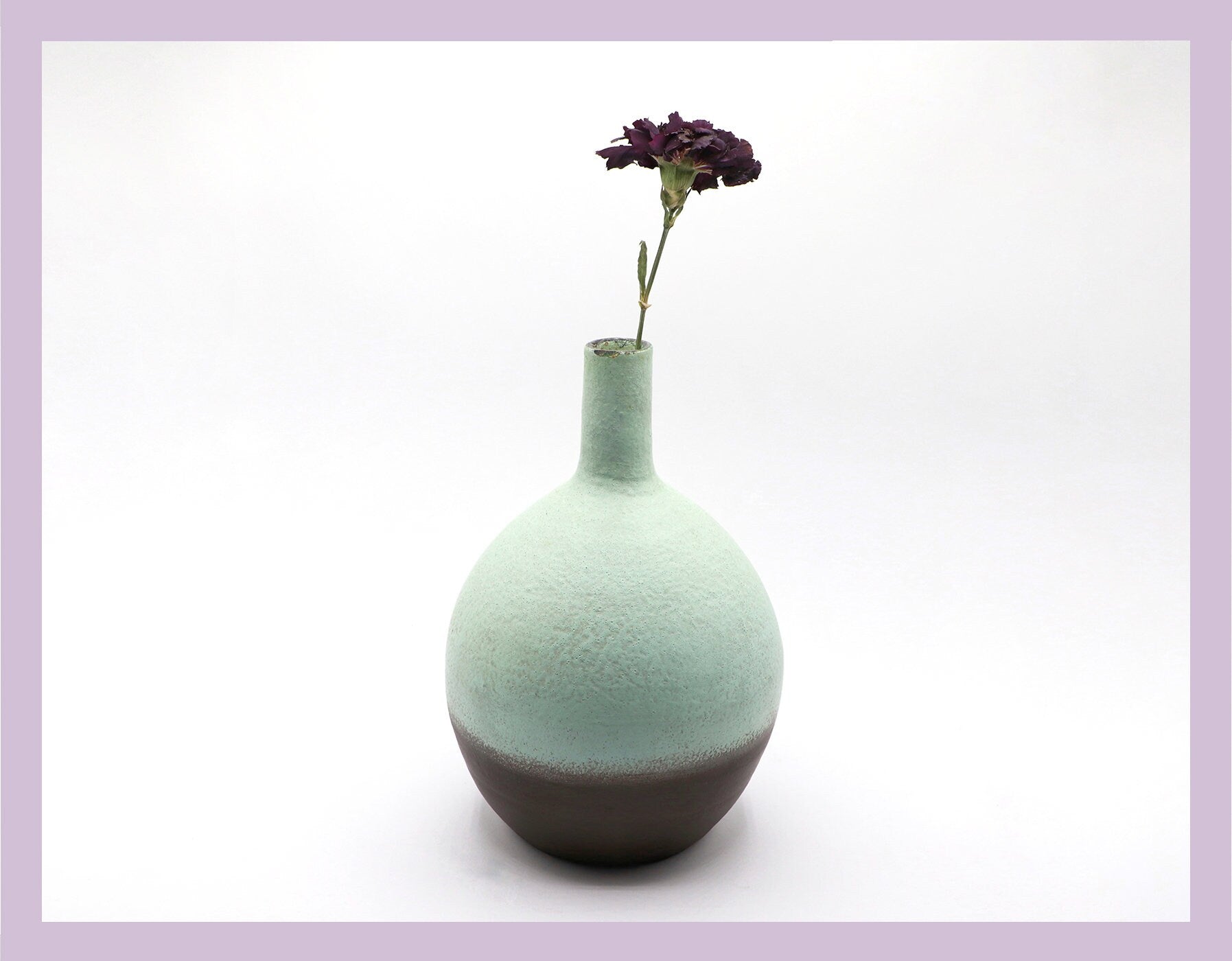 Vintage Ceramic Vase Fat-Lava Mint Green Brown 1960s