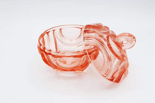 Vintage Bonboniere Walther Glas Libelle Rosa Art Deco