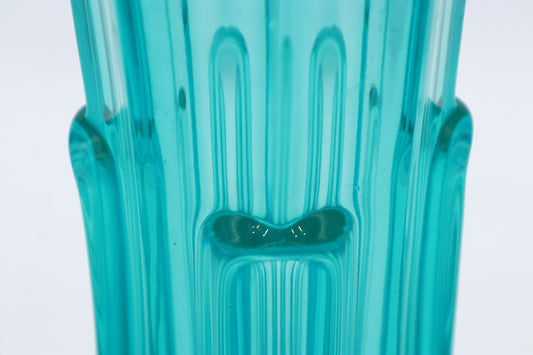 Vintage Vase Uran Glas von Rudolf Schrötter für Rudolfova Hut Mint Grün Art Deco