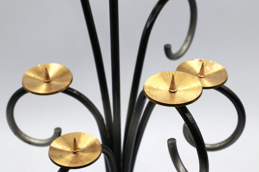 Vintage Kerzenhalter Metall Messing Schwarz Gold 70er Old Hollywood Regency Stil