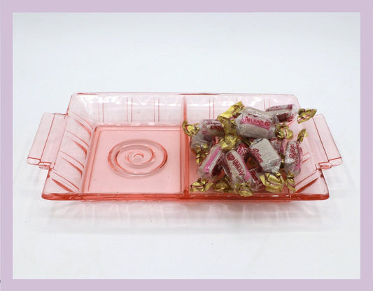 Vintage Tray Rosalin Glass Art Deco France Pink