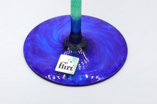 Vintage Candle Holder Glass Blue Green by Flirt Memphis 80s 90s