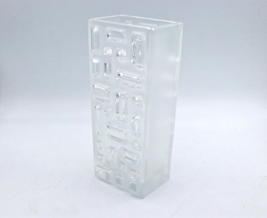 Vintage Glass Vase Op Art Brutalist Block Sweden Mid Century Modernist