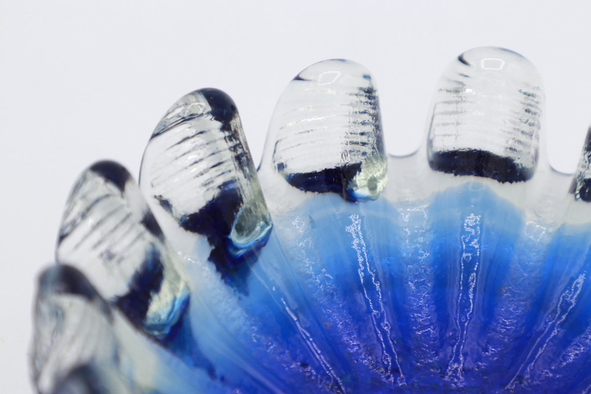 Vintage Aschenbecher Muschelform Kobalt Blau Murano Glas Italien 70er