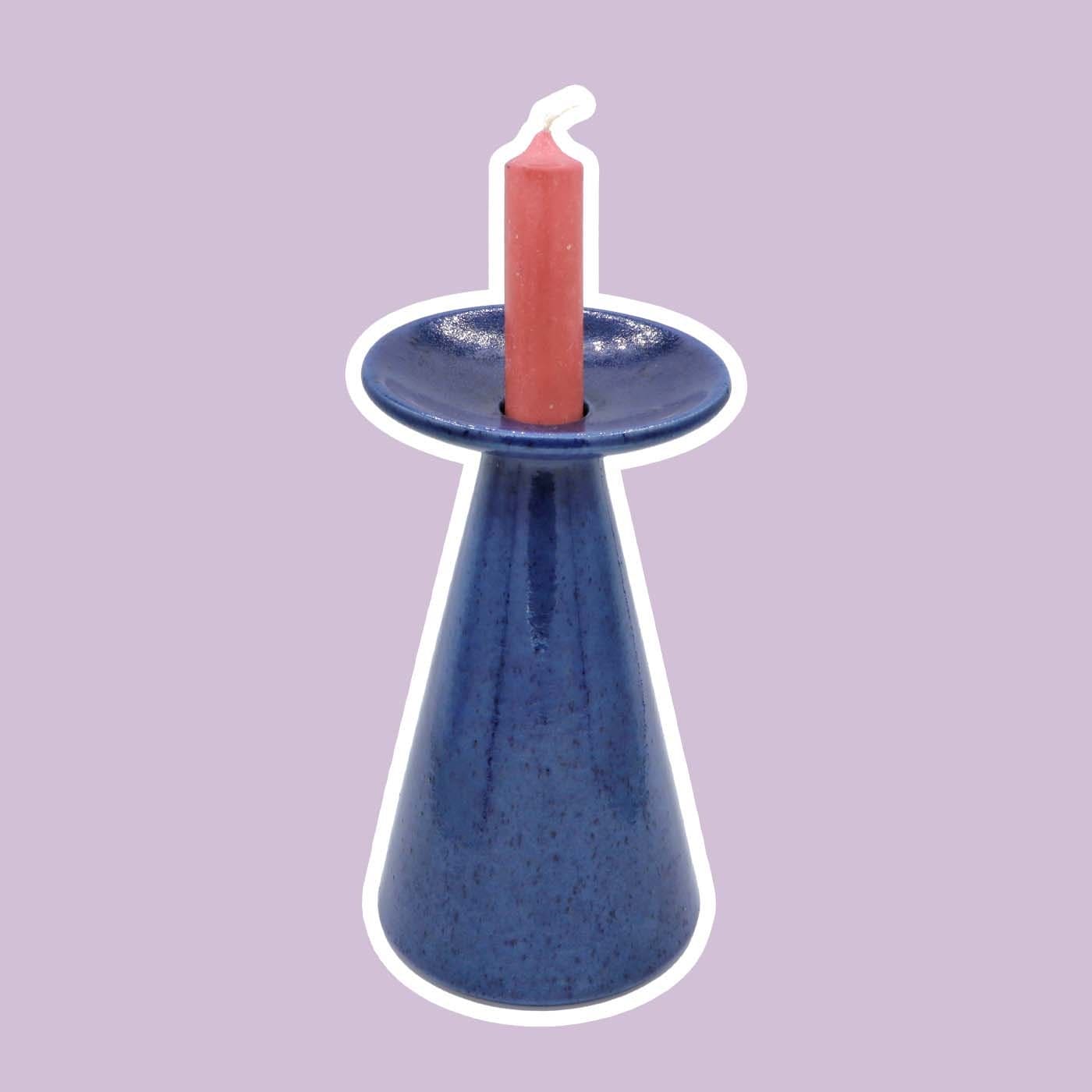 Kerzenständer Keramik blau 90er