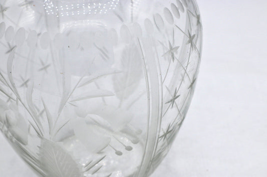 Vintage Blumenvase Kristall von Art Deco 1920 1930 Floral Punkte Linien 30er 20er