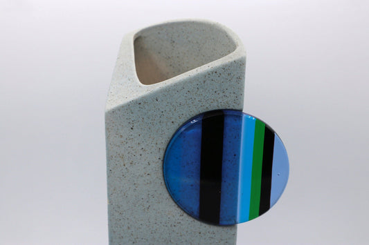 Vintage Vase von Lineasette Italien grau-gepunktet Murano Glas 70er 80er