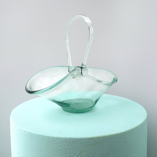 Vintage Bonboniere Glas Korb Mint Grün 70er Murano Italien