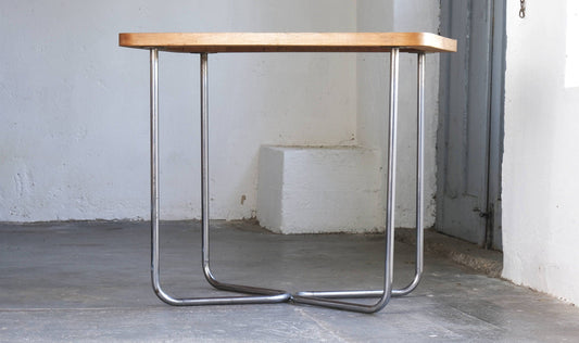 Vintage Konferenztisch Bauhaus Chrom Holz Stahlrohr