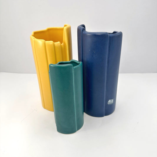 Vintage Vase Keramik von ASA Selection Gelb Petrol Dunkelblau Set von 3