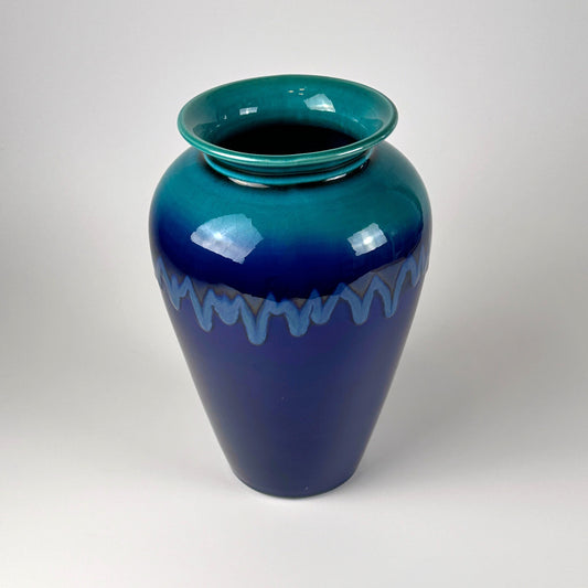 Vintage Vase Portugiesische Keramik Craquele Blau Türkis Grün 1980er