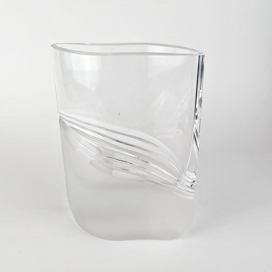 Vintage flower vase solid glass by Peill+Putzler 1970s satin crystal Elipse