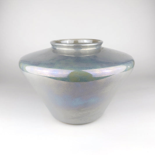 Vintage Keramikvase Grau Irisierend Art Deco 80er Jahre