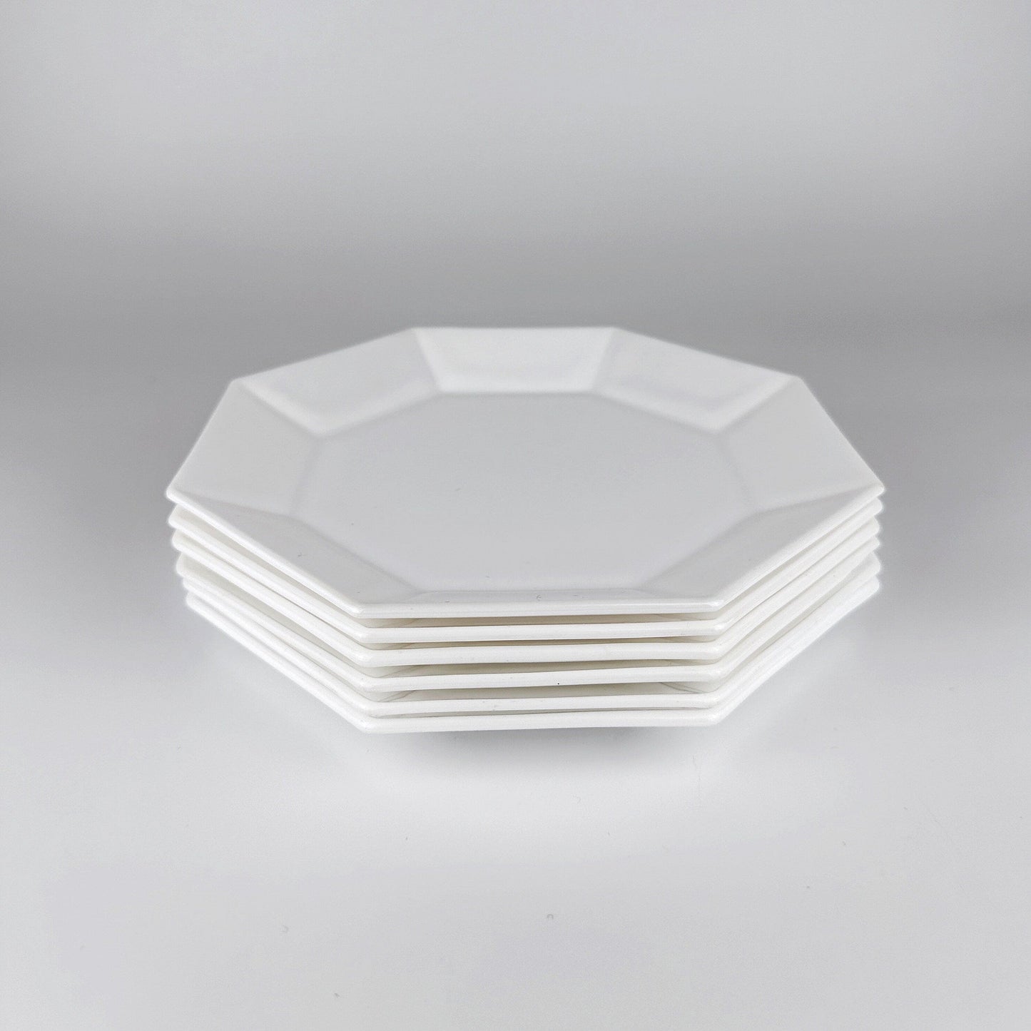 Vintage Cake Plates Octime White by Arcoroc France Art Deco Set of 6