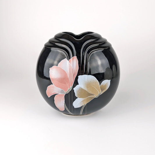 Vintage Muschel Vase Schwarz Weiß Art Deco 80er Set von 4