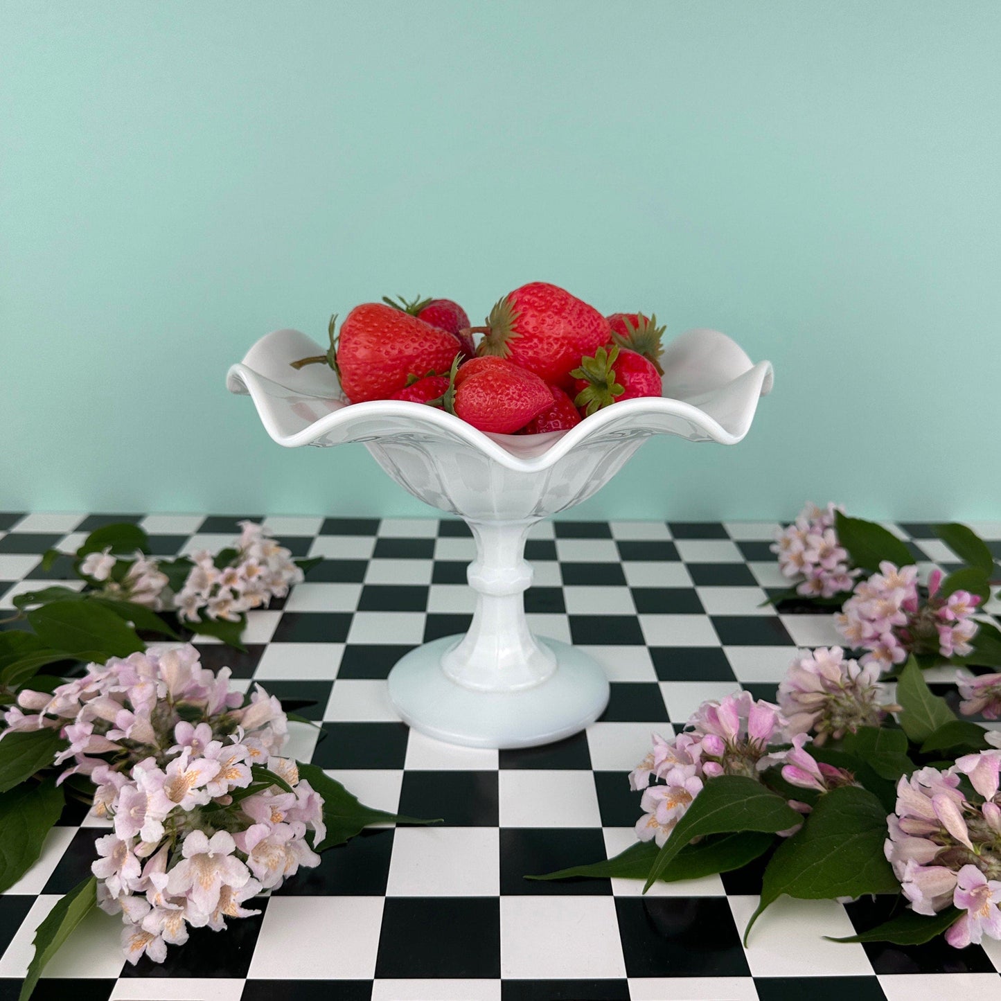 Bonbonnière Vintage en Verre Opale Blanc Italie