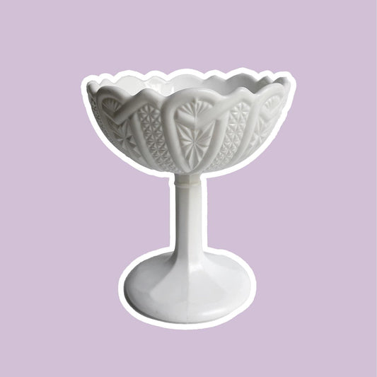 Vintage Art Nouveau Opaline Glass Footed Bowl White