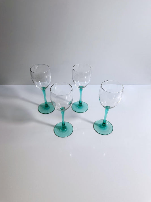 Vintage Weinglas Türkis Grün von Luminarc Set von 4