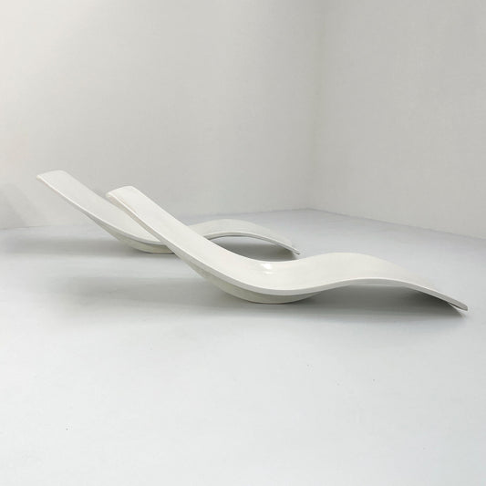 Vintage Sonnenliege von Charles Zublena für Les Plastiques de Bourgogne Weiß Set von 2