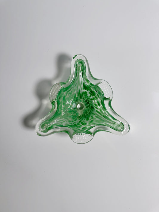 Vintage Murano Aschenbecher Pastellgrün Dreieck 70er Jahre