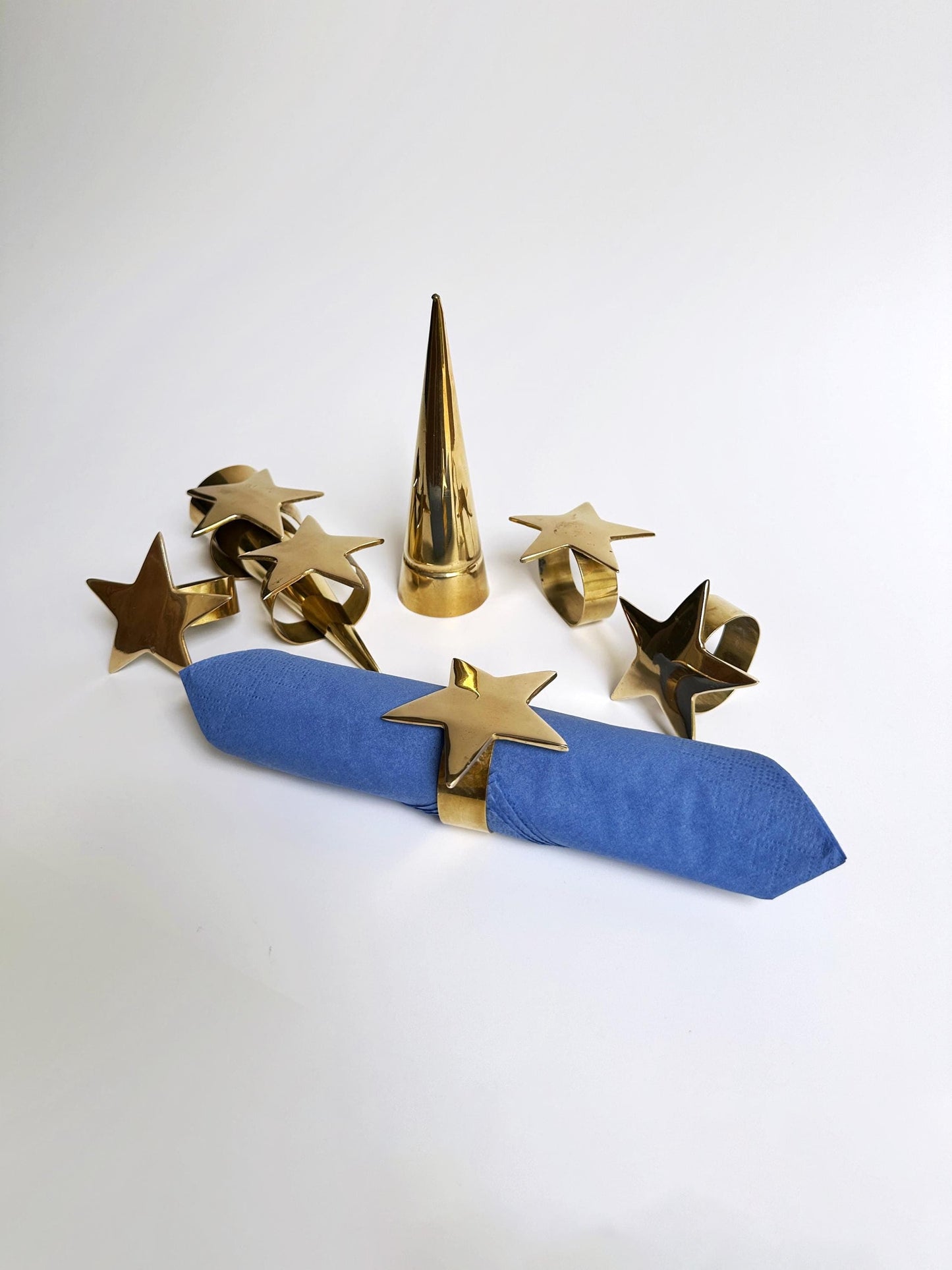 Rond de serviette vintage étoile or années 80 Whimsigoth laiton lot de 2