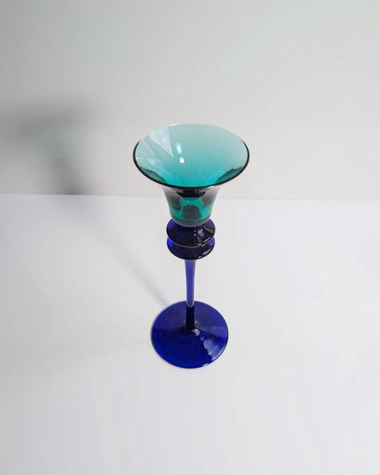 Vintage Candle Holder Memphis Milano Style Ultramarine Blue Green 1980s
