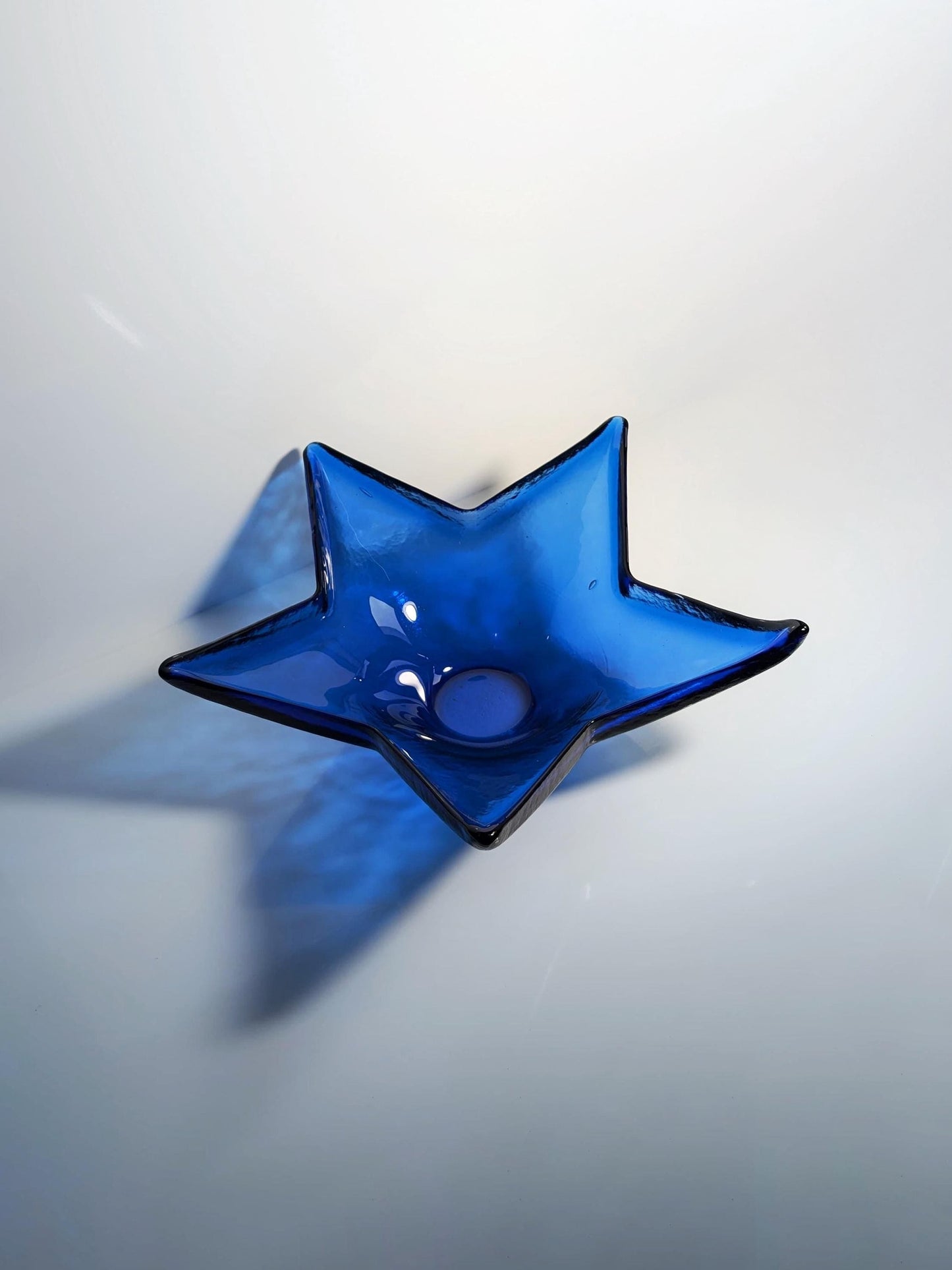 Vintage Schale Kobalt Blau Glas Stern 1980er 1990er