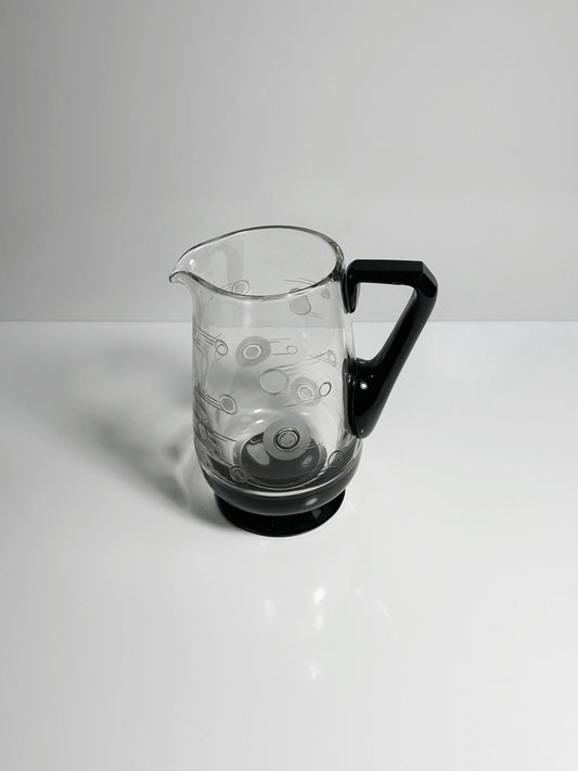 Vintage Karaffe Schwarz Glas Bauhaus 1930er Frankreich