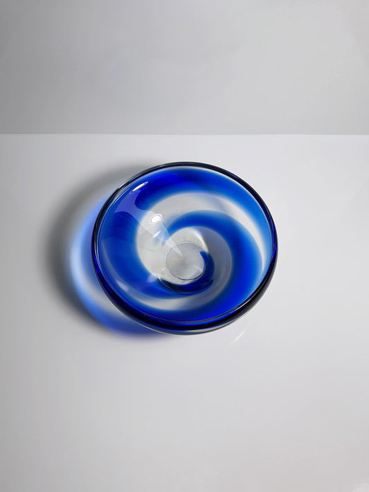 Vintage Schale Bohemia CZ Kobalt Blau Swirl Czechoslovakia