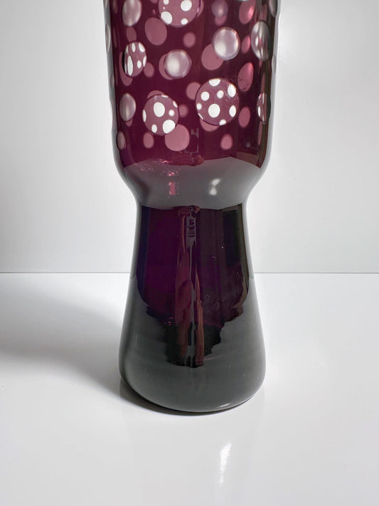 Vintage Vase Bohemian Glass Amethyst Purple Circles