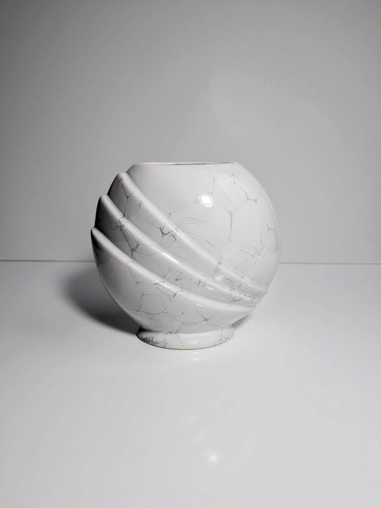 Vintage Ceramic Vase Art Deco Revival Shell White 1980s