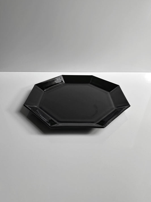 Vintage Teller Octime von Arcoroc für Luminarc Schwarz Art Deco Revival Set von 1