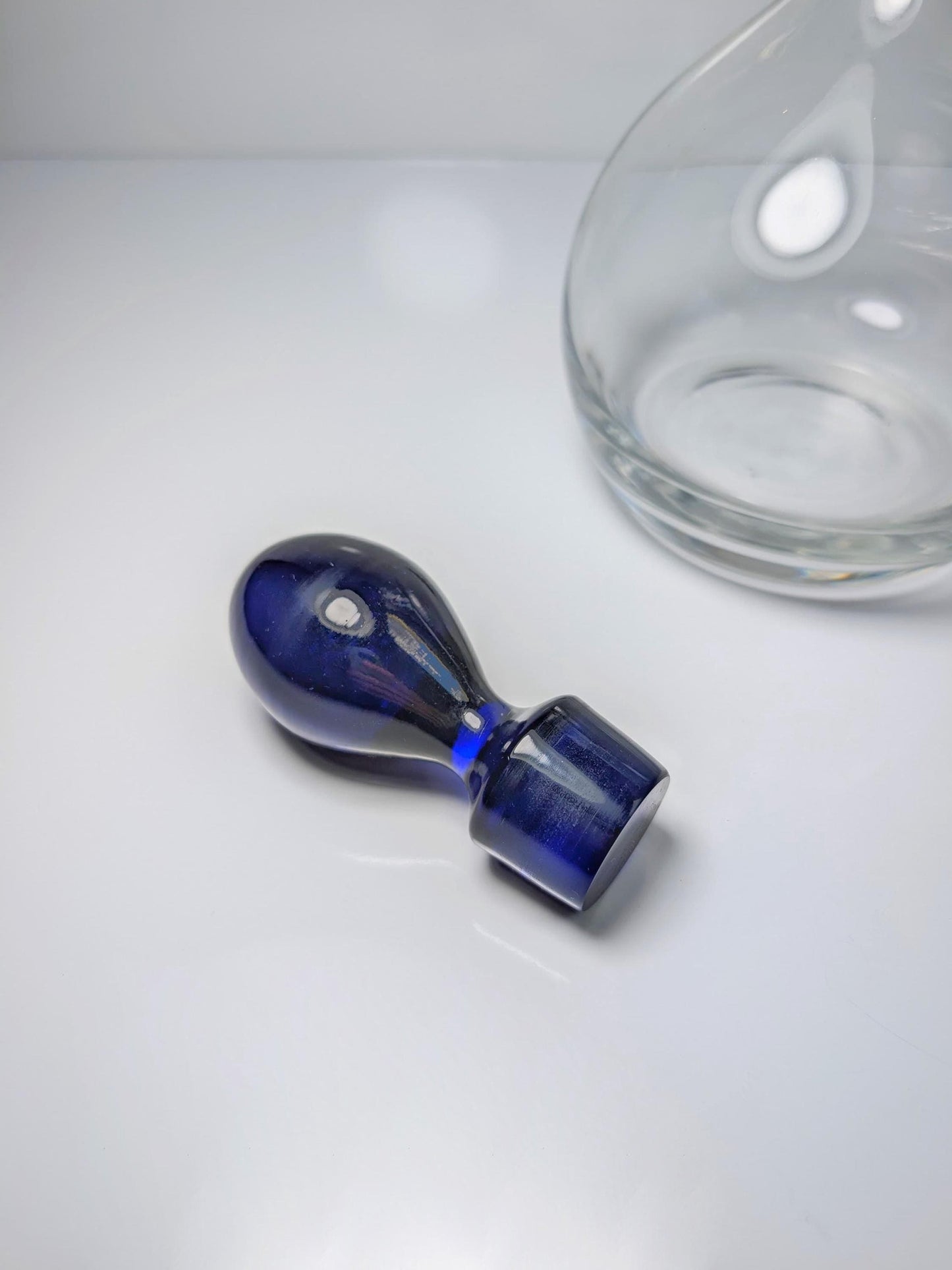 Vintage Decanter Carafe Glass Postmodern Cobalt Blue 90s