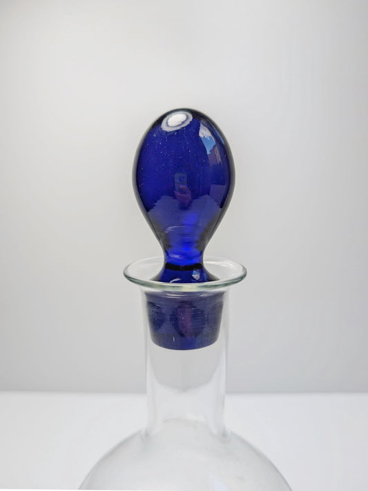 Vintage Decanter Carafe Glass Postmodern Cobalt Blue 90s
