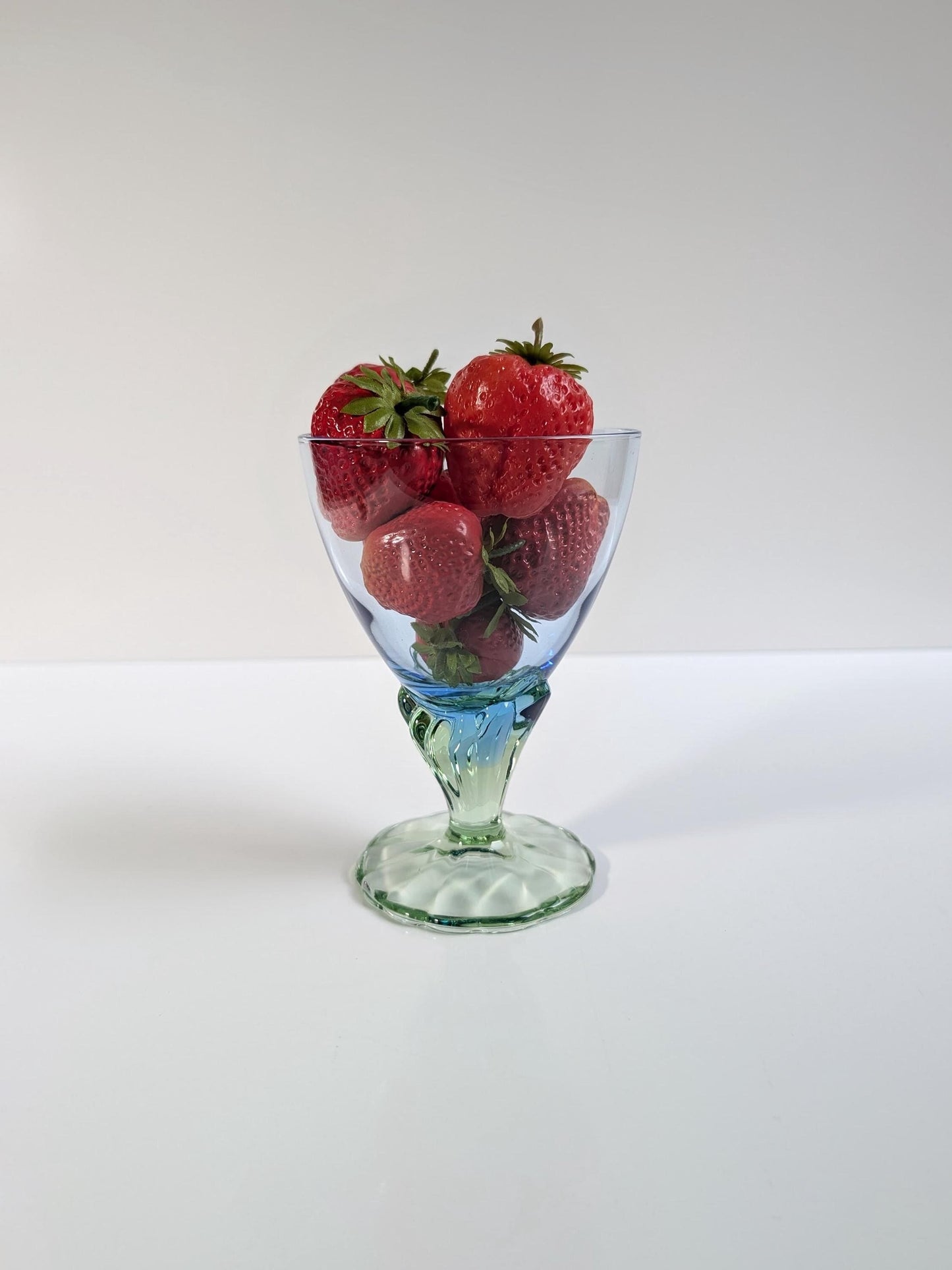 Vintage Dessertschale Glas von Bormioli Rocco Grün Blau Postmodern Set von 4