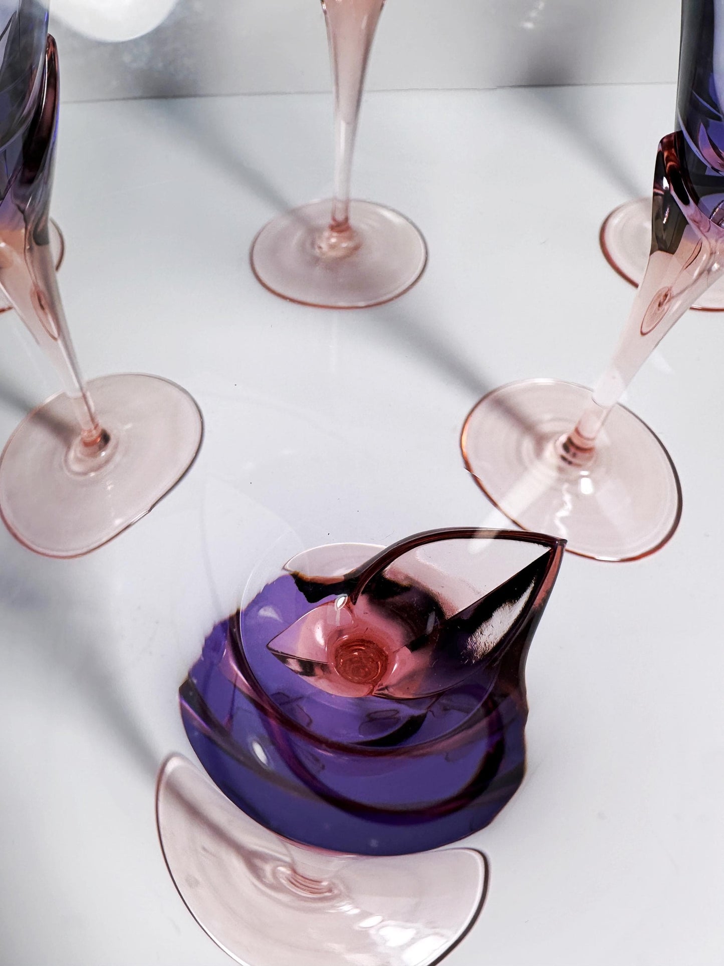 Vintage Glas Vogue von Christinenhütte Violett Rosa Set von 6