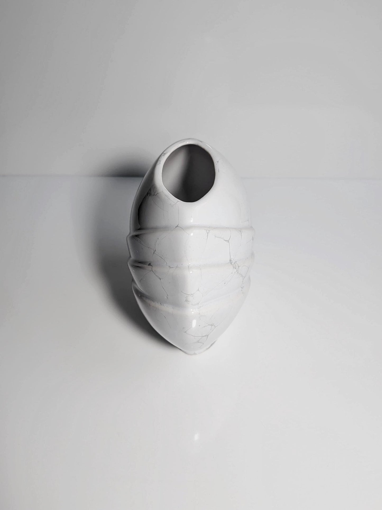 Vintage Ceramic Vase Art Deco Revival Shell White 1980s