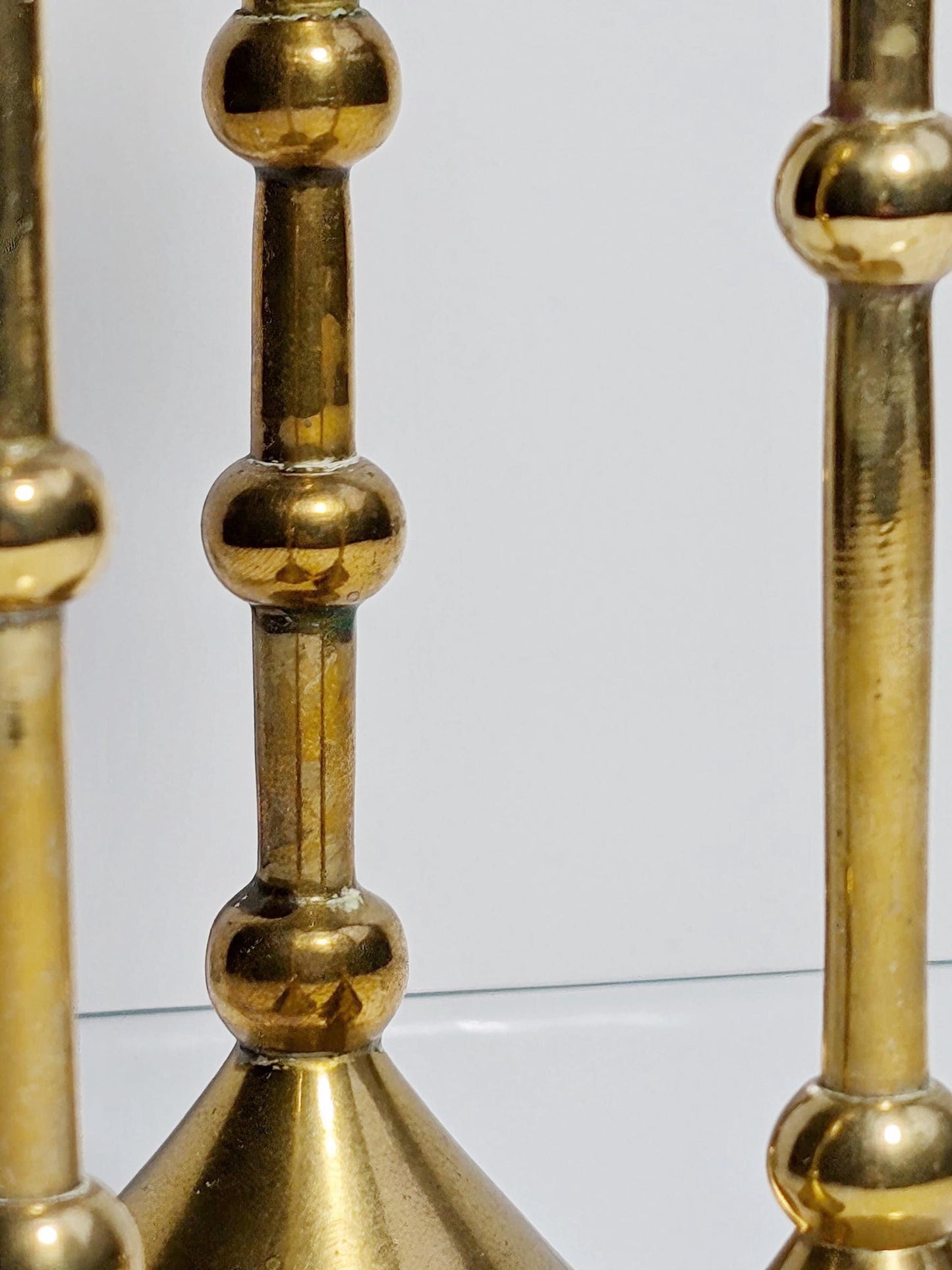 Vintage Kerzenhalter Messing Mid Century Gold Set von 3