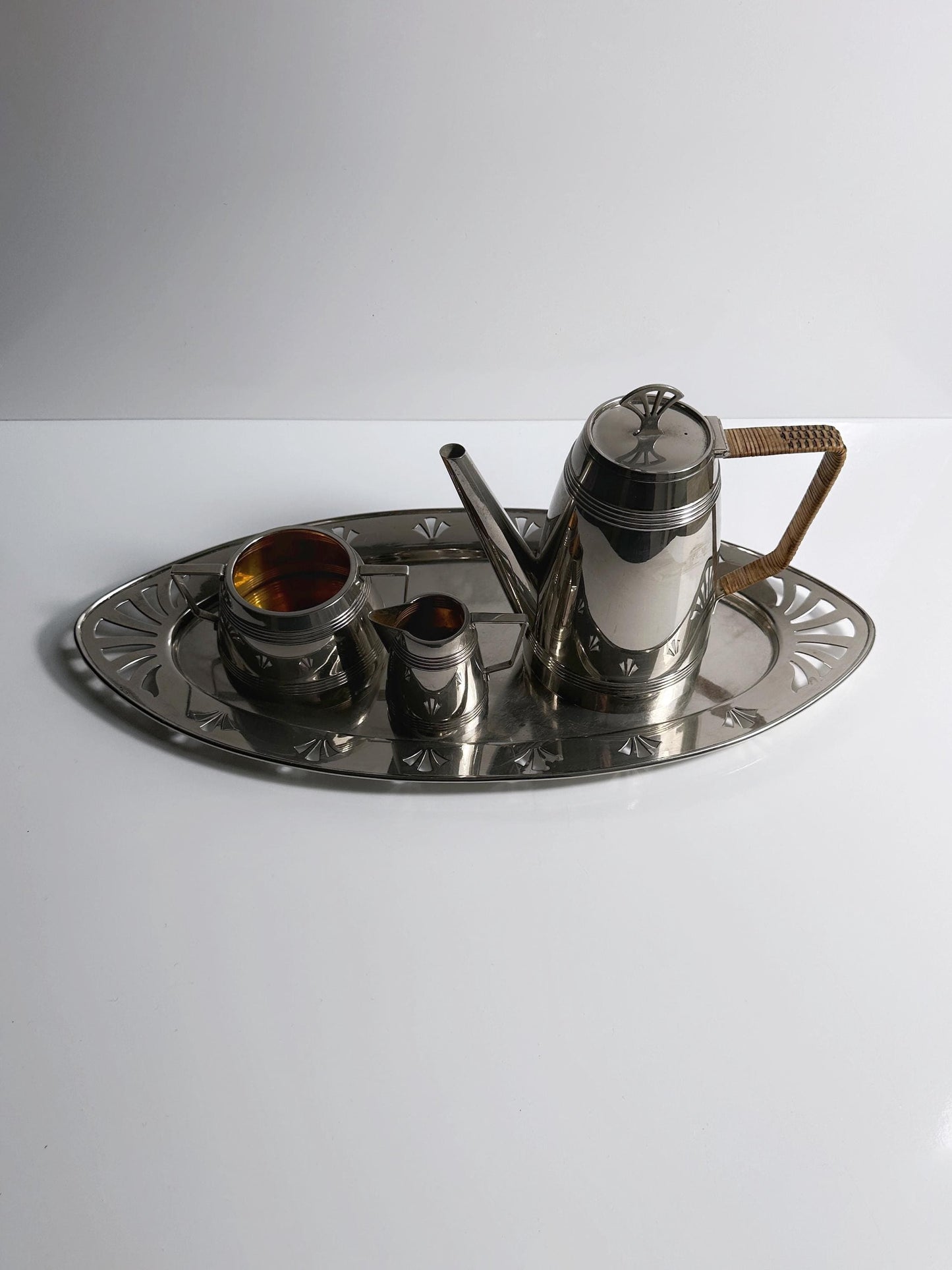 Vintage Kaffee Set Art Deco 1930er versilbert Set von 4