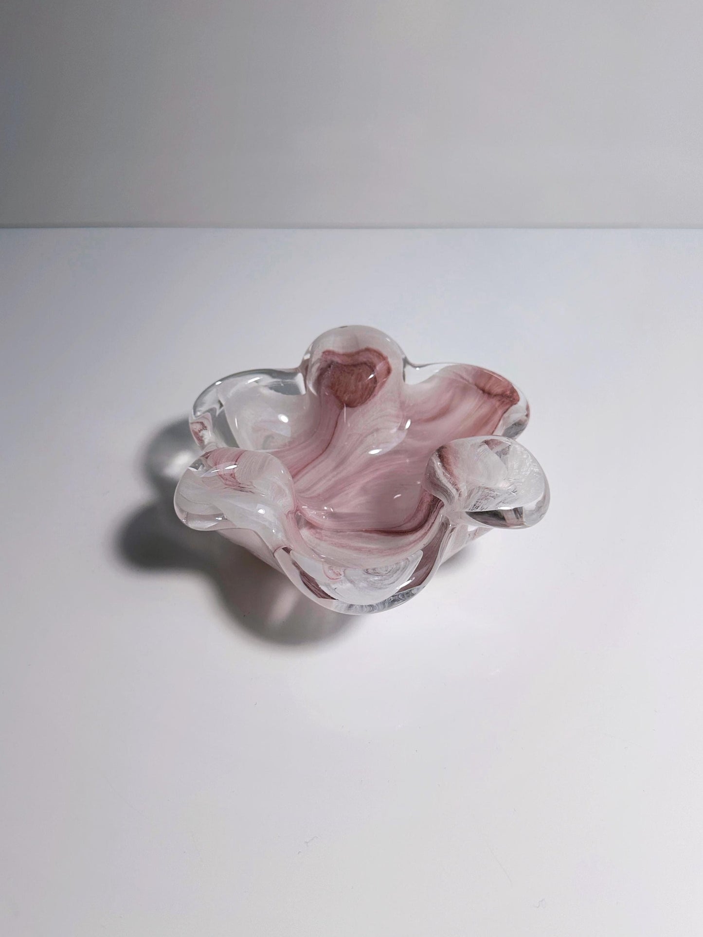 Vintage Ashtray Cloud Glass White Amethyst Opalina 1980s