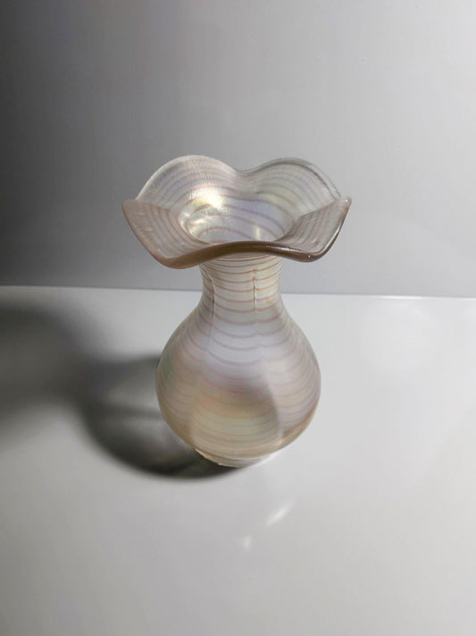 Vase à fleurs vintage Art Nouveau en verre arc-en-ciel