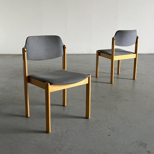 Vintage Esszimmerstuhl von Wiesner Hager hellblau Holz Set von 2